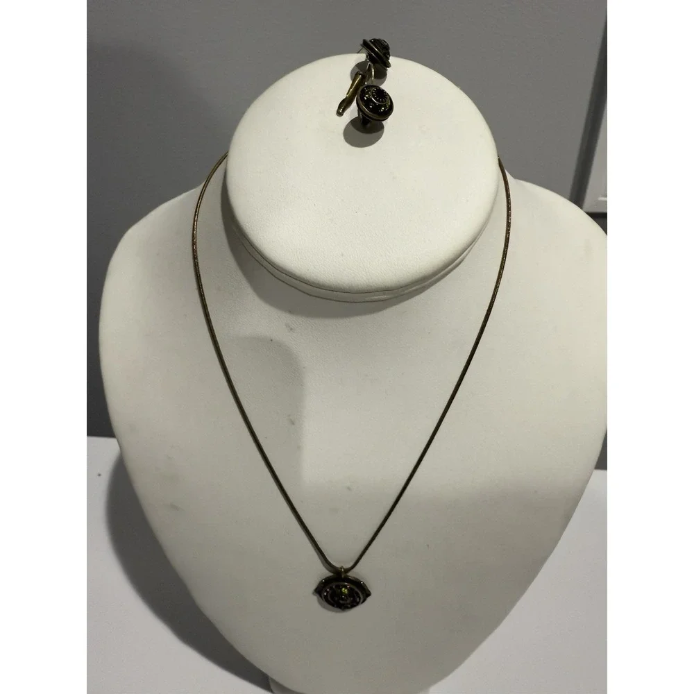 Liz Palacios Pink Green Crystal Necklace‎ & Earrings Set